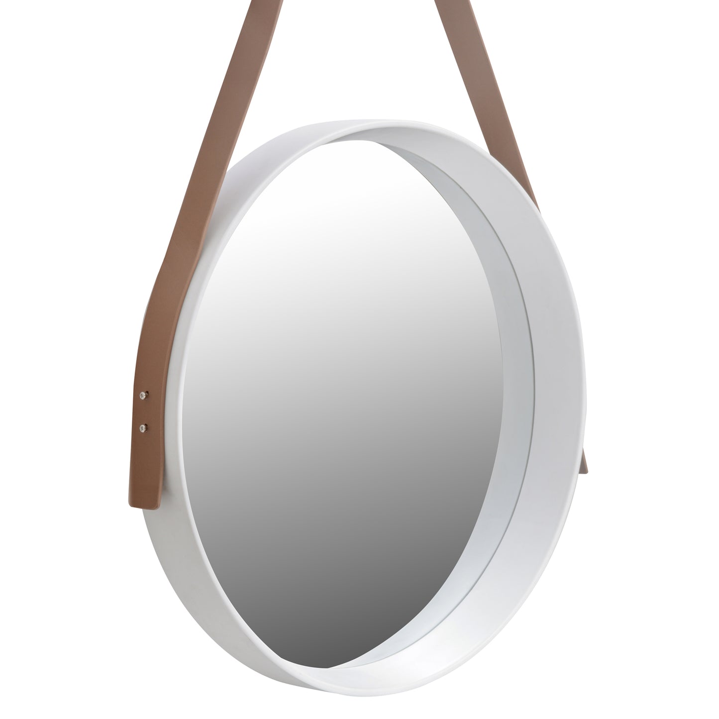 Espejo decorativo para colgar redondo 40 cm. con correa blanco