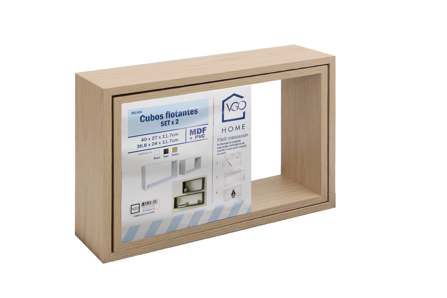 Set De 2 Cubos Madera 40X27X12 - 37X24X12 cm