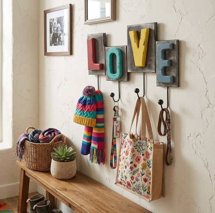 Perchero Madera 4 Ganchos Love