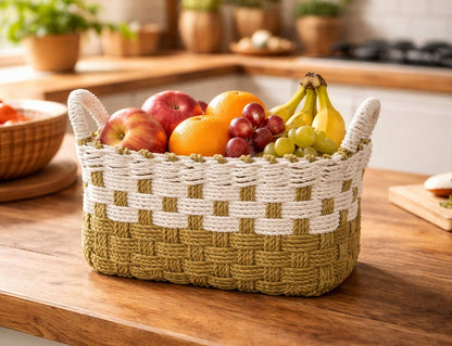 Canasto de Fibra Seagrass 26x26x15 cm. Natural