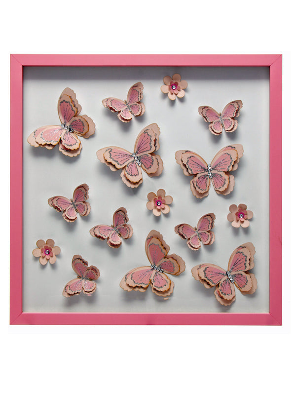 Cuadro 45x45 relieve serie Mariposas Rosa