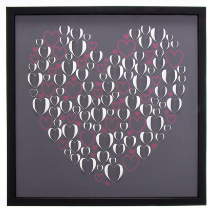 Cuadro 50x50 relieve serie Corazones Negro