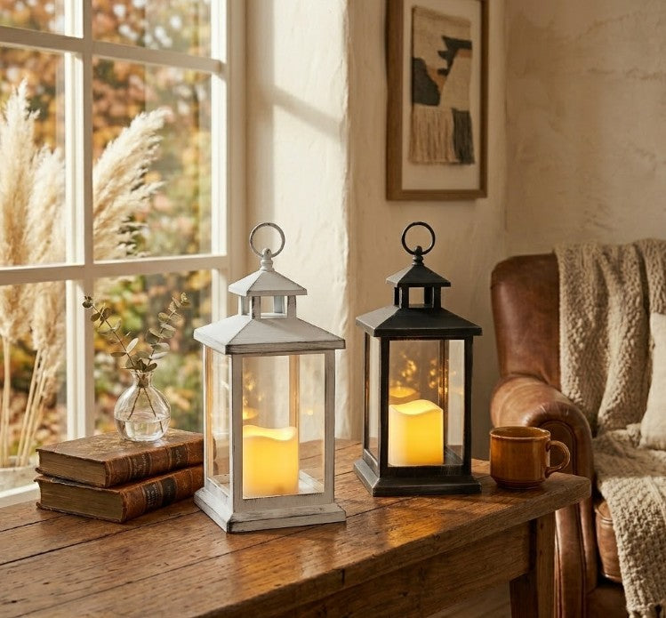 Fanal plástico con vela led 30cm