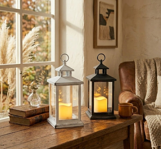 Fanal plástico con vela led 30cm