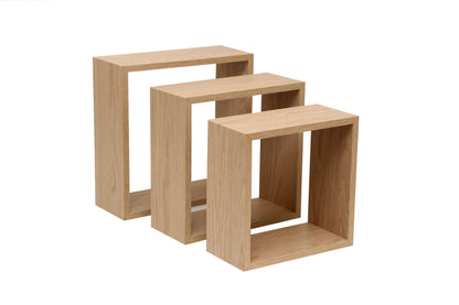 Set De 3  Cubos Madera 30X30X12 - 27X27X12 - 24X24X12 cm